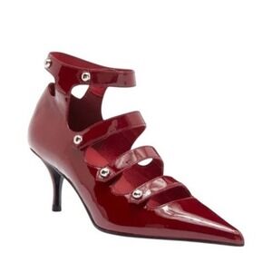 New JEFFREY CAMPBELLStrpz Pump In Cherry Red Patent Size 6